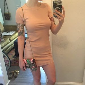 Divided pink bodycon dress